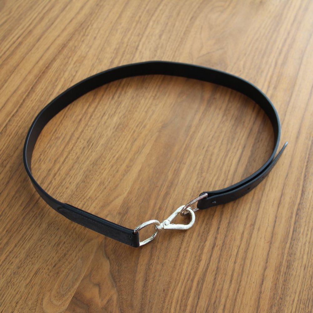 Ralph Lauren Nautical Clip Black Leather Belt - M